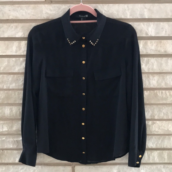 Forever 21 Black Blouse - Picture 1 of 6